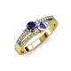 1 - Zaira Blue Sapphire and Tanzanite with Side Diamonds Split Shank Ring 