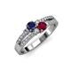 1 - Zaira Blue Sapphire and Ruby with Side Diamonds Split Shank Ring 