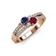 1 - Zaira Blue Sapphire and Ruby with Side Diamonds Split Shank Ring 