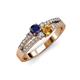 1 - Zaira Blue Sapphire and Citrine with Side Diamonds Split Shank Ring 