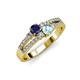1 - Zaira Blue Sapphire and Aquamarine with Side Diamonds Split Shank Ring 