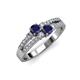1 - Zaira Blue Sapphire with Side Diamonds Split Shank Ring 