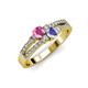 1 - Zaira Pink Sapphire and Tanzanite with Side Diamonds Split Shank Ring 