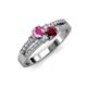 1 - Zaira Pink Sapphire and Ruby with Side Diamonds Split Shank Ring 