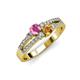 1 - Zaira Pink Sapphire and Citrine with Side Diamonds Split Shank Ring 