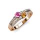 1 - Zaira Pink Sapphire and Citrine with Side Diamonds Split Shank Ring 