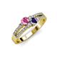 1 - Zaira Pink Sapphire and Iolite with Side Diamonds Split Shank Ring 