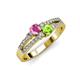 1 - Zaira Pink Sapphire and Peridot with Side Diamonds Split Shank Ring 