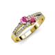 1 - Zaira Pink Sapphire and Rhodolite Garnet with Side Diamonds Split Shank Ring 