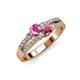 1 - Zaira Pink Sapphire and Rhodolite Garnet with Side Diamonds Split Shank Ring 