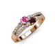1 - Zaira Pink Sapphire and Red Garnet with Side Diamonds Split Shank Ring 