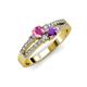 1 - Zaira Pink Sapphire and Amethyst with Side Diamonds Split Shank Ring 