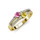 1 - Zaira Pink and Yellow Sapphire with Side Diamonds Split Shank Ring 