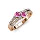 1 - Zaira Pink Sapphire with Side Diamonds Split Shank Ring 