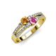 1 - Zaira Citrine and Pink Sapphire with Side Diamonds Split Shank Ring 