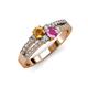 1 - Zaira Citrine and Pink Sapphire with Side Diamonds Split Shank Ring 