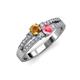 1 - Zaira Citrine and Pink Tourmaline with Side Diamonds Split Shank Ring 