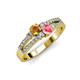 1 - Zaira Citrine and Pink Tourmaline with Side Diamonds Split Shank Ring 