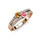1 - Zaira Citrine and Pink Tourmaline with Side Diamonds Split Shank Ring 
