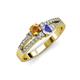 1 - Zaira Citrine and Tanzanite with Side Diamonds Split Shank Ring 