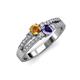 1 - Zaira Citrine and Iolite with Side Diamonds Split Shank Ring 