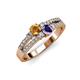 1 - Zaira Citrine and Iolite with Side Diamonds Split Shank Ring 