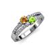 1 - Zaira Citrine and Peridot with Side Diamonds Split Shank Ring 
