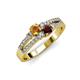 1 - Zaira Citrine and Red Garnet with Side Diamonds Split Shank Ring 