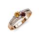 1 - Zaira Citrine and Red Garnet with Side Diamonds Split Shank Ring 