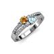 1 - Zaira Citrine and Aquamarine with Side Diamonds Split Shank Ring 