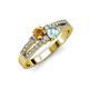 1 - Zaira Citrine and Aquamarine with Side Diamonds Split Shank Ring 