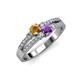 1 - Zaira Citrine and Amethyst with Side Diamonds Split Shank Ring 