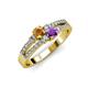 1 - Zaira Citrine and Amethyst with Side Diamonds Split Shank Ring 