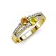 1 - Zaira Citrine and Yellow Sapphire with Side Diamonds Split Shank Ring 