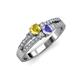 1 - Zaira Yellow Sapphire and Tanzanite with Side Diamonds Split Shank Ring 