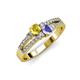 1 - Zaira Yellow Sapphire and Tanzanite with Side Diamonds Split Shank Ring 