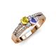 1 - Zaira Yellow Sapphire and Tanzanite with Side Diamonds Split Shank Ring 