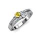 1 - Zaira Yellow Sapphire and Diamond with Side Diamonds Split Shank Ring 