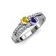 1 - Zaira Yellow Sapphire and Iolite with Side Diamonds Split Shank Ring 