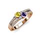 1 - Zaira Yellow Sapphire and Iolite with Side Diamonds Split Shank Ring 