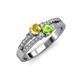 1 - Zaira Yellow Sapphire and Peridot with Side Diamonds Split Shank Ring 