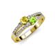 1 - Zaira Yellow Sapphire and Peridot with Side Diamonds Split Shank Ring 