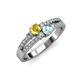 1 - Zaira Yellow Sapphire and Aquamarine with Side Diamonds Split Shank Ring 