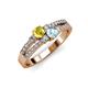 1 - Zaira Yellow Sapphire and Aquamarine with Side Diamonds Split Shank Ring 