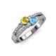 1 - Zaira Yellow Sapphire and Blue Topaz with Side Diamonds Split Shank Ring 