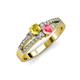 1 - Zaira Yellow Sapphire and Pink Tourmaline with Side Diamonds Split Shank Ring 