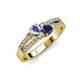 1 - Zaira Tanzanite and Blue Sapphire with Side Diamonds Split Shank Ring 