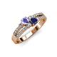 1 - Zaira Tanzanite and Blue Sapphire with Side Diamonds Split Shank Ring 