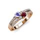 1 - Zaira Tanzanite and Ruby with Side Diamonds Split Shank Ring 