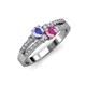 1 - Zaira Tanzanite and Pink Sapphire with Side Diamonds Split Shank Ring 
